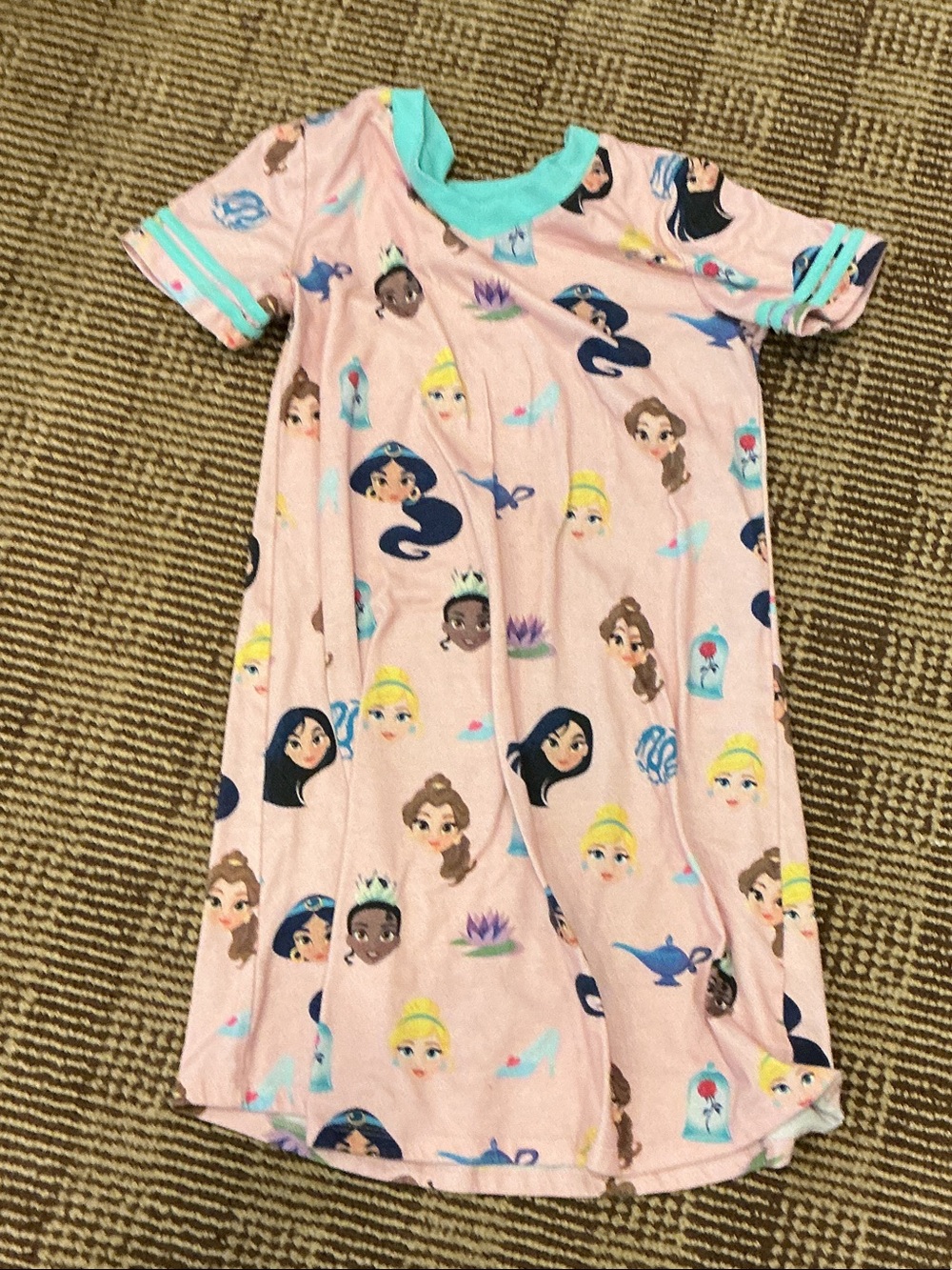 Disney Pink Princess Faces Nightgown with Aqua Trim - Picture 1 of 2